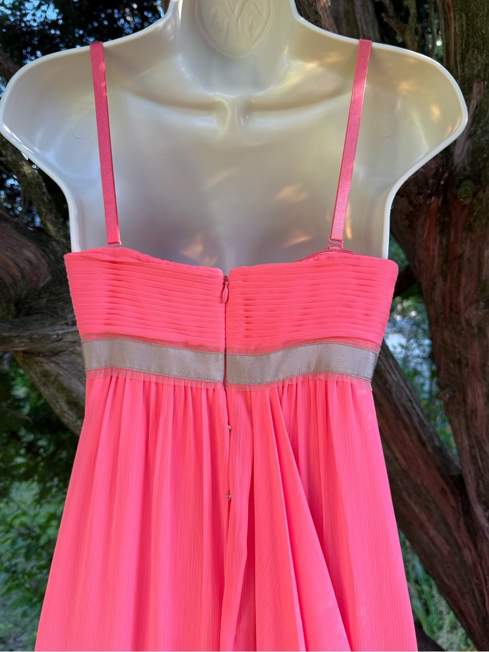 BCBGMaxAzria 2 Pink Coral Pleated Bodice Grecian Drape Style Formal Dress Size 2 - Picture 13 of 17